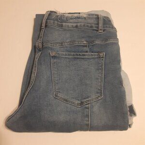 Vervet Blue Take It Easy Distressed Patchwork Flare Leg Jeans V2486 Size 31